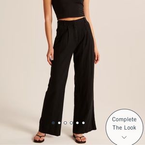Abercrombie & Fitch Linen Blend Tailored Wide Leg Pant